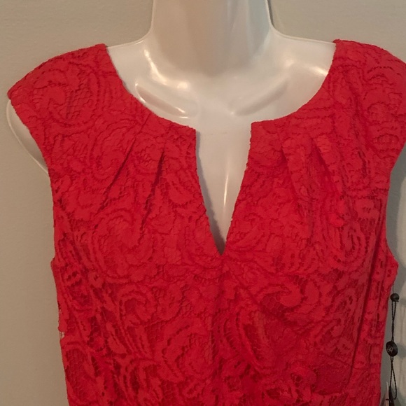 Designer Adrianna Papell Red Lace Dress Women’s 8 NEW NWT special occasion - Picture 11 of 12